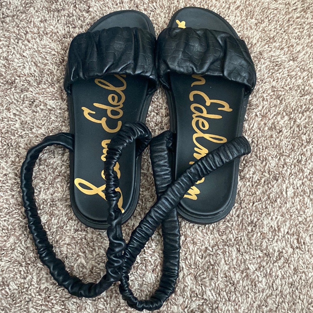 sam eden ruched leather sandals